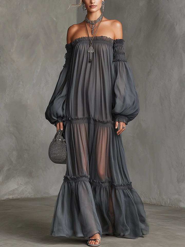 Vera | Sheer Off-Shoulder Maxi Dress