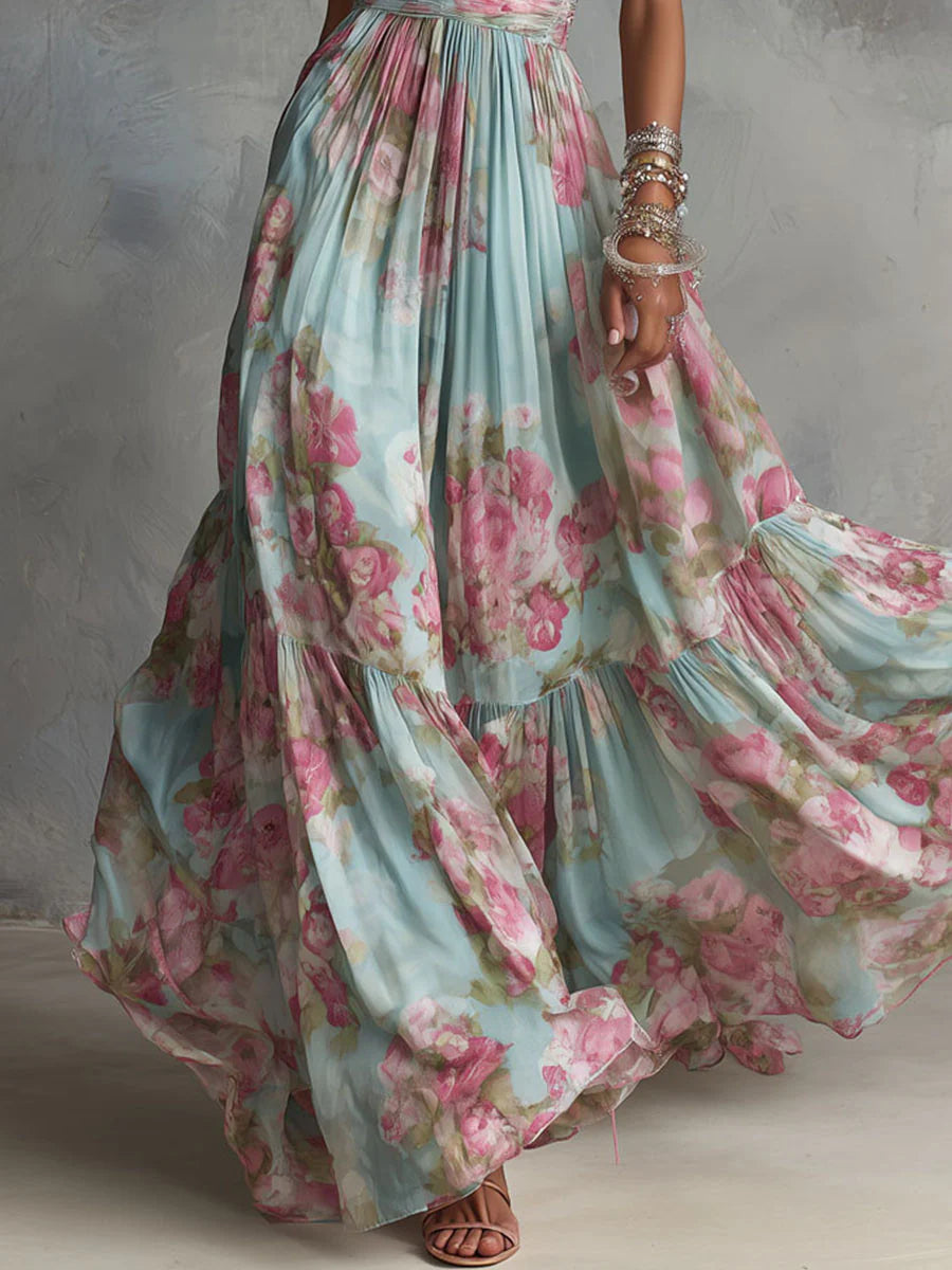 Fiora | Soft Floral Chiffon Maxi