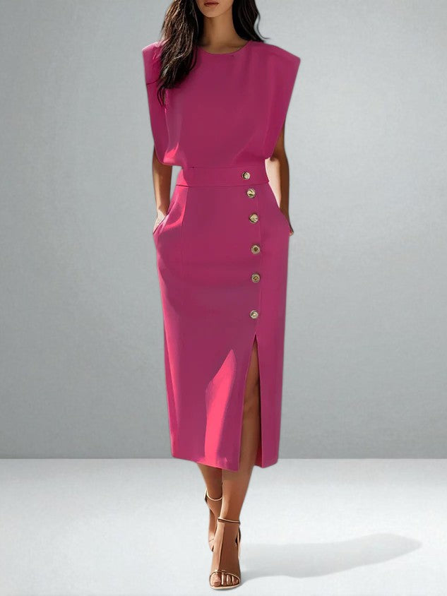 The Noemi Button Midi Dress