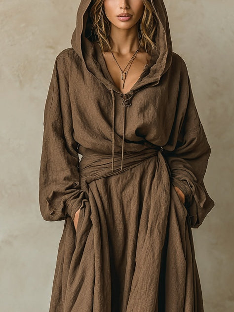 Aria | Flowing Hooded Maxi Dress