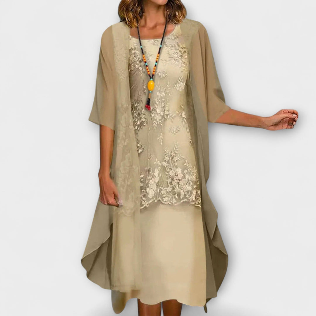 Janelle | Elegant Chiffon Set with Tummy Coverage