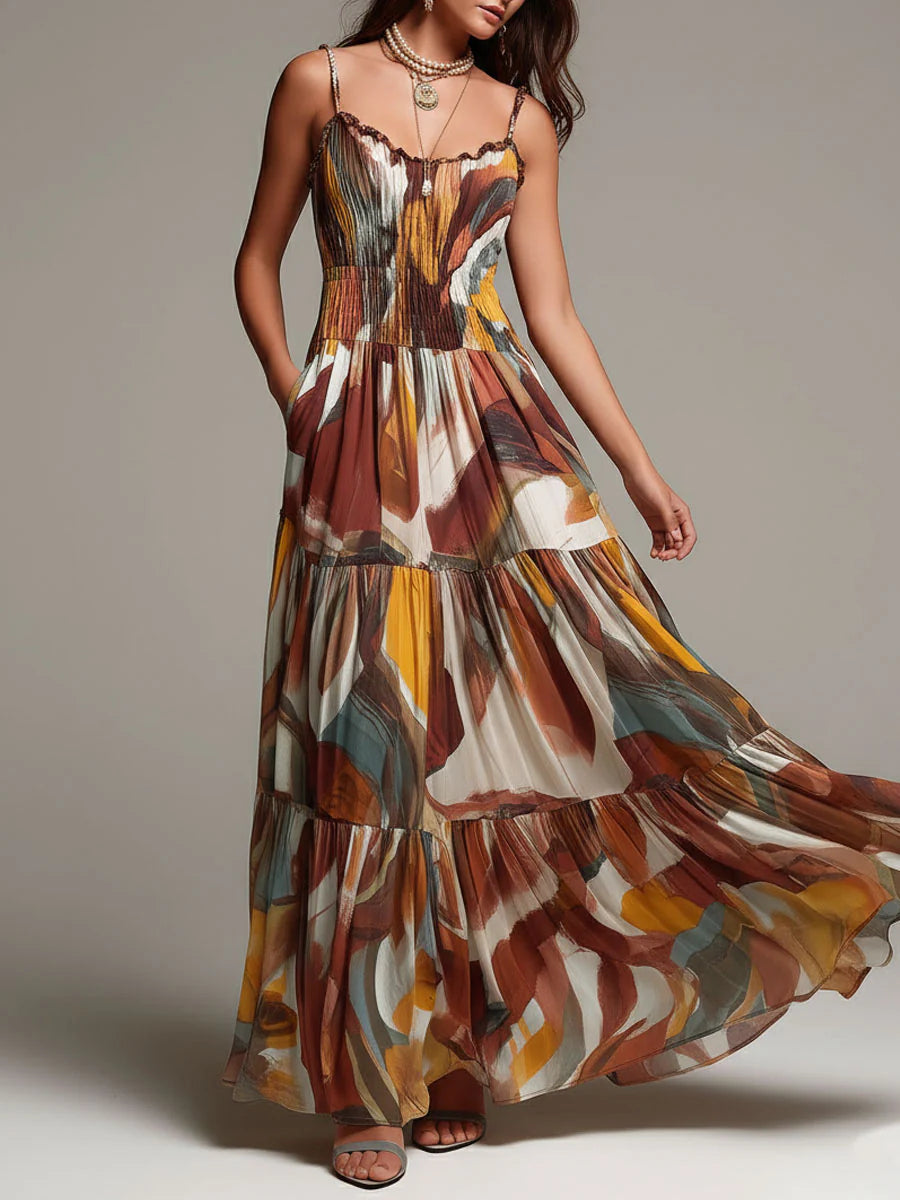 Aurelia | Abstract Flow Maxi Dress