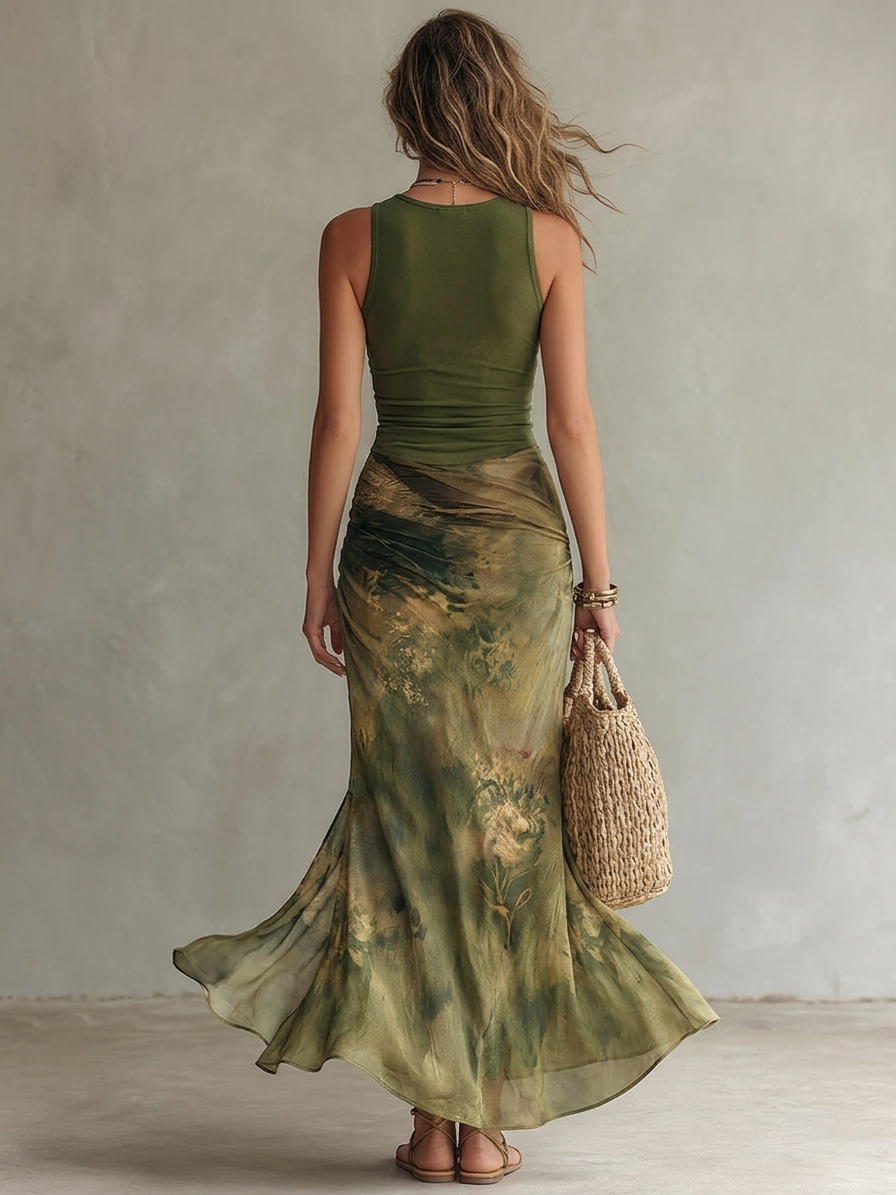 Zara | Sculpted Tie-Dye Maxi Dress