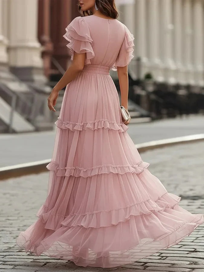 Zoe | Light Pink Elegant Wedding Maxi Dress