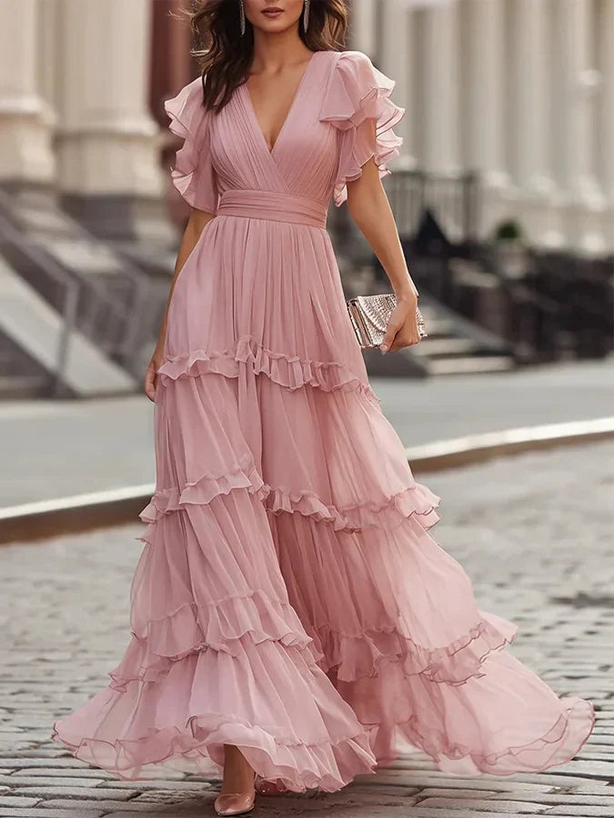 Zoe | Light Pink Elegant Wedding Maxi Dress