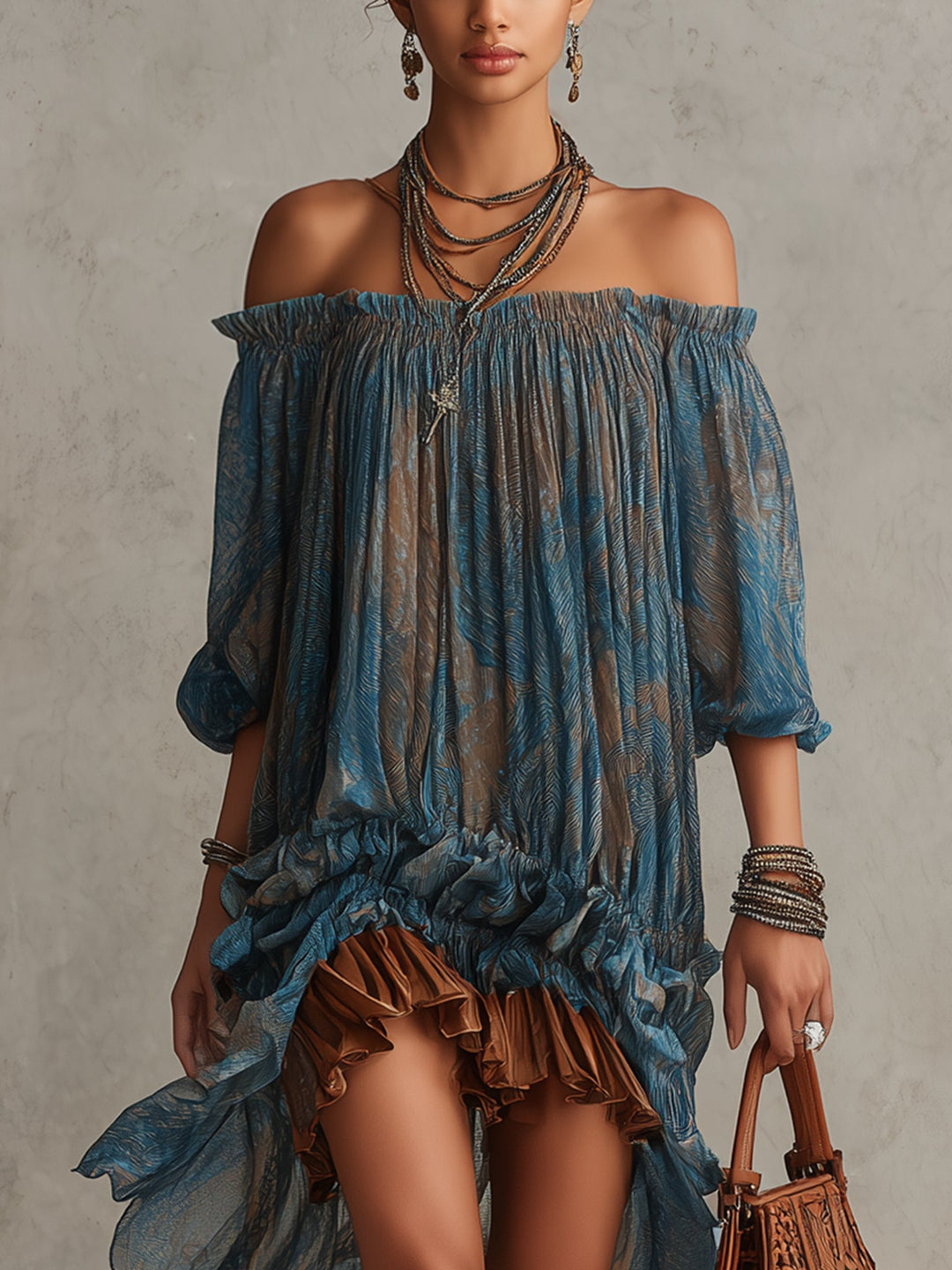 Indira | Off-Shoulder Boho Mini Dress