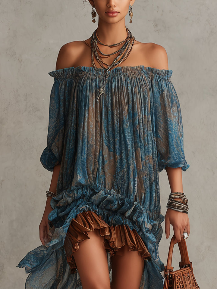 Indira | Off-Shoulder Boho Mini Dress