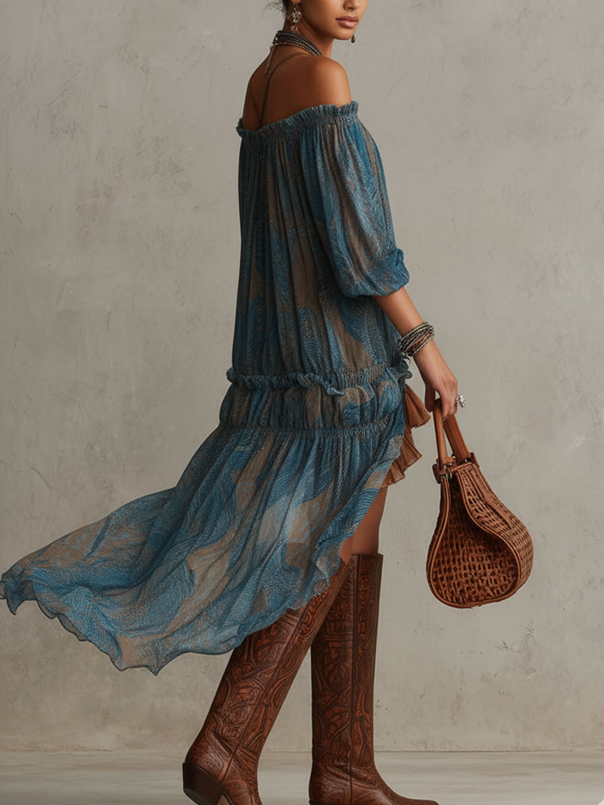 Indira | Off-Shoulder Boho Mini Dress