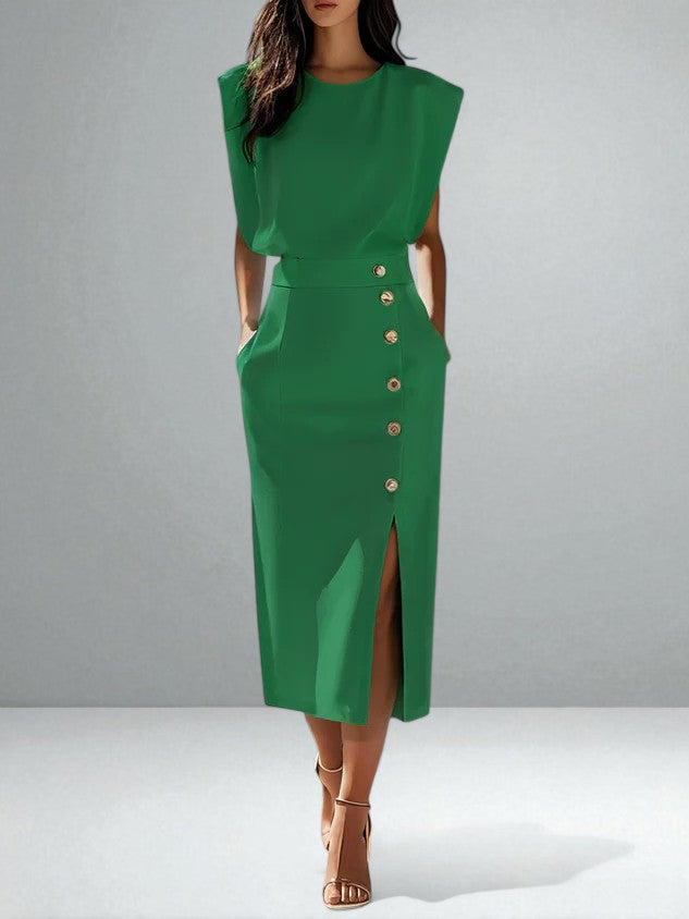 The Noemi Button Midi Dress