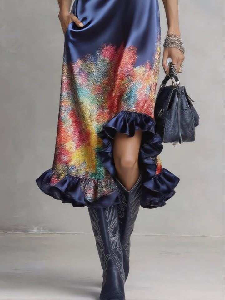 Celeste | Satin Printed Midi Dress