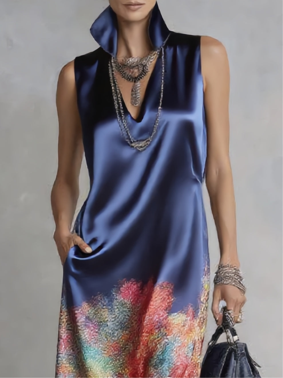 Celeste | Satin Printed Midi Dress